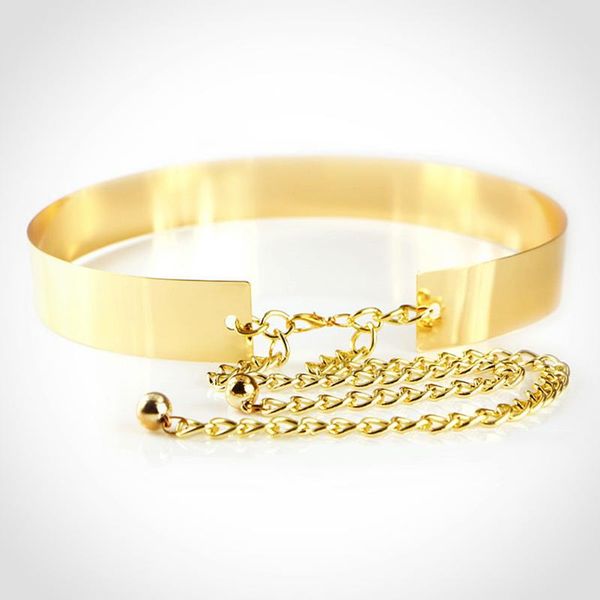 

fashion women waist band mental lady waistband chains waist alloy belt strap belt dress wide waistband, Black;brown