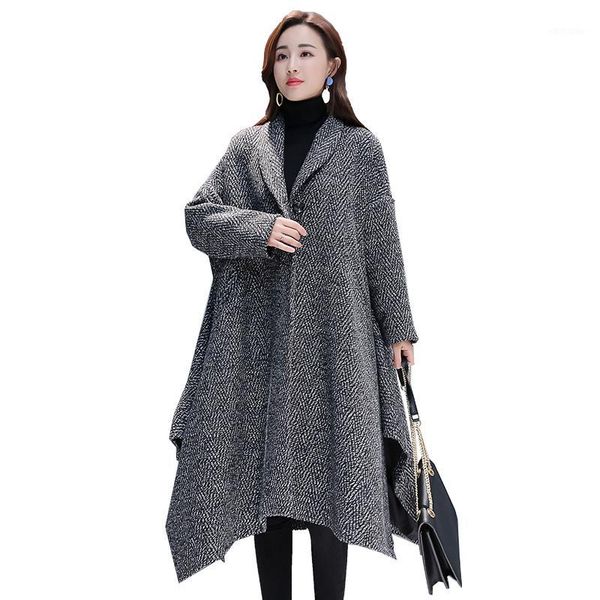 

spring autumn overcoat fashion cloak was thin one buckle solid color plus size women temperament cashmere outwear 2020 new d1011, Black