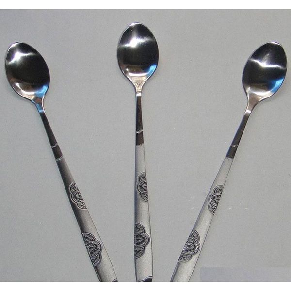 

new ice cream tea coffee handled long handle stainless steel milk flower spoons flatware shipping