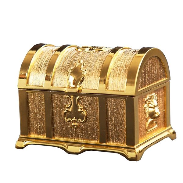 

retro zinc alloy antique treasure chest box durable jewelry storage organizer case game party decoration kids toys gifts c0123