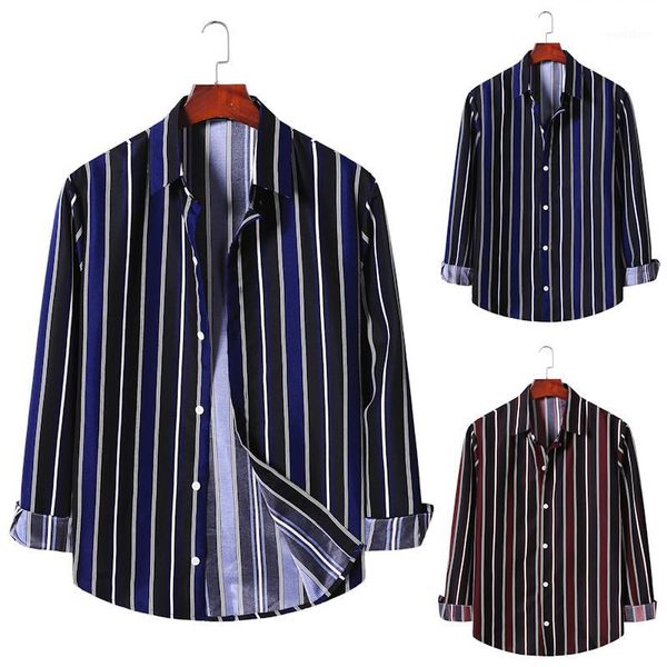 

business shirts 2020 new fashion brand clothing mens long sleeve work shirt striped slim fit shirt big size -3xl casual shir1, White;black