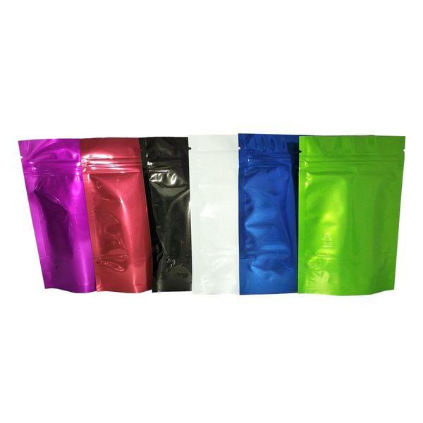 

200pcs colorful stand up aluminum foil ziplock packaging pouch reclosable spices powder nuts mylar foil storage pack bags 9x13cm h bbyzbi