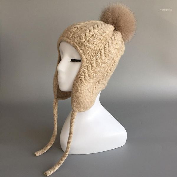 

100% cashmere knitted hat, autumn and winter new style women's pure cashmere wool ball ear cap cute1, Blue;gray