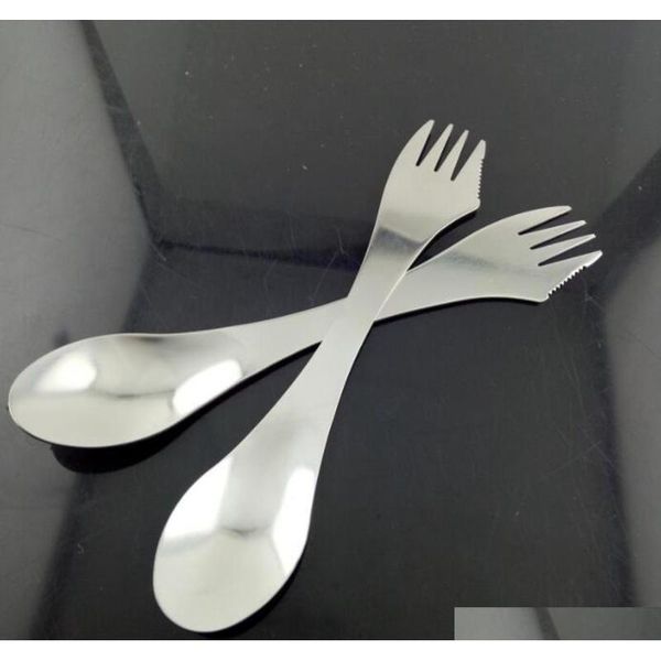 

stainless steel fork spoon spork 3 in 1 tableware camping hiking multifunction portable cutlery picnic s qylflj pets2010