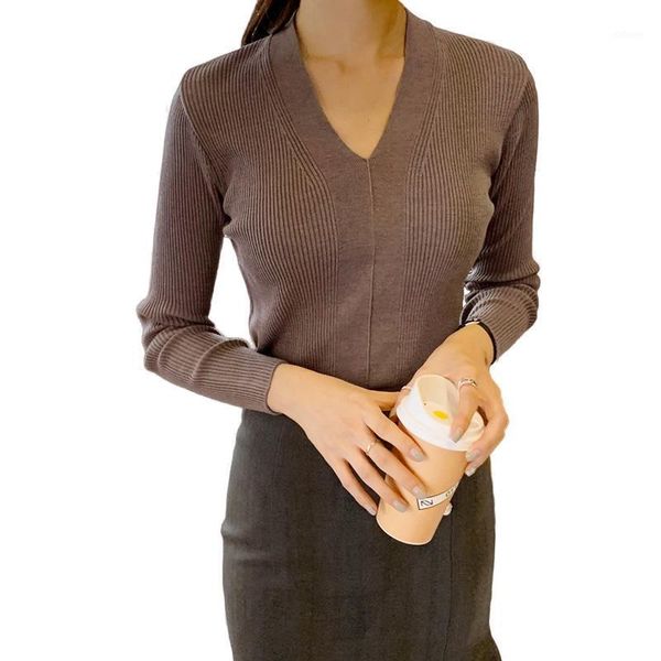 

fitted narrow v neck sweater pullover textured women s-2xl1, White;black