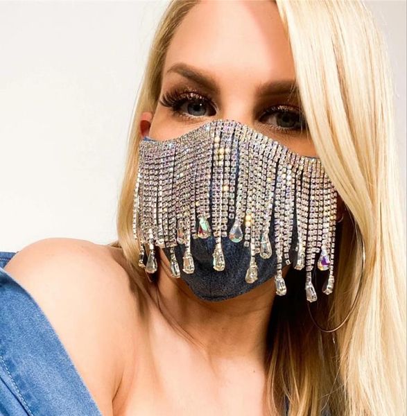 

rhinestone mask pure cotton fashion flash diamond jewelry rhinestone tassel gem pendant mask