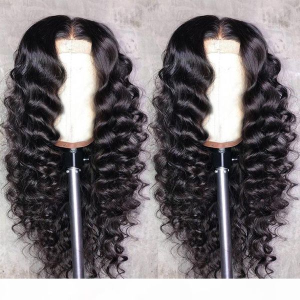 

human hair lace front wigs for women loose wave lace wigs 13x6x1 lace bleached knots natural color 10-28 inch, Black;brown