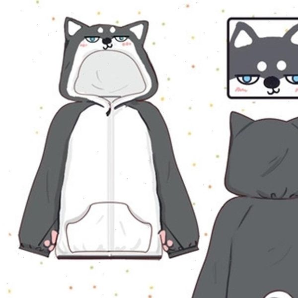 

japan anime kawaii girls shiba inu doge hoodies pullover lovely coral velvet cartoon sweatshirt cosplay autumn winter, Black