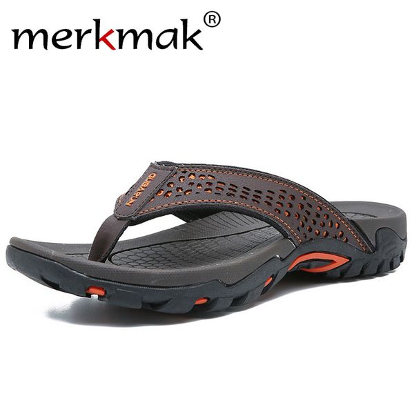 

brand pu leather summer men slippers beach sandals comfort men casual shoes fashion men flip flops sell footwear 2019 t200229, Black