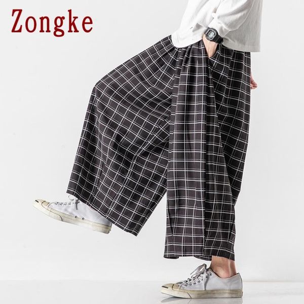 

zongke mens plaid pants hip hop harem pants men clothing mens trousers jogger harajuku sweatpants 2020 new m-5xl, Black