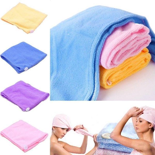 

bath brushes, sponges & scrubbers women absorbent microfiber towel turban hair-drying shower caps bathrobe hat multi colors hair wraps for
