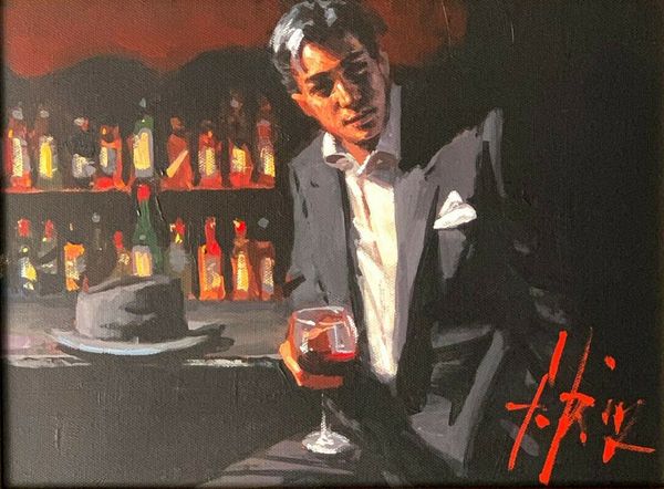 

black suit red wine home decor handpainted &hd print oil painting on canvas wall art canvas pictures 210106
