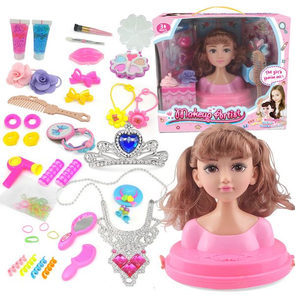 Miúdos Compõem Pente Brinquedo De Cabelo De Boneca De Boneca Princesa Princesa Maquiagem Segurança Não-Tóxico Kit Brinquedos Para Meninas Vestindo Garota Cosmética Presente LJ201009