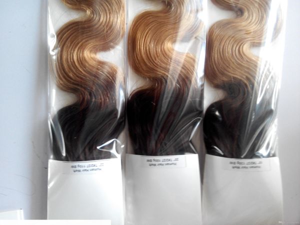 

malaysian body wave hair extensions 10-30 inchs ombre two tones double weft hair extension 100% human hair weave, Black