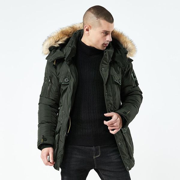 

men's down & parkas casual mens long parka zipper warm thick oversize coat solid loose winter overcoat1, Black