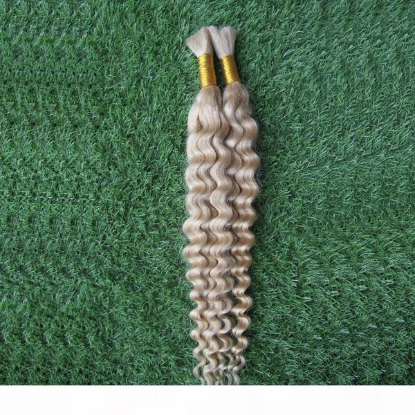 

100g #60 platinum blonde brazilian jerry curl human braiding hair extensions no weft 1 pc 10-26 inch human hair bulk 25cm-65cm, Black
