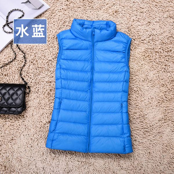 

2021 new new woman 90% white female vest ultra light down autumn high collar without sleeves jacket fvl9, Black
