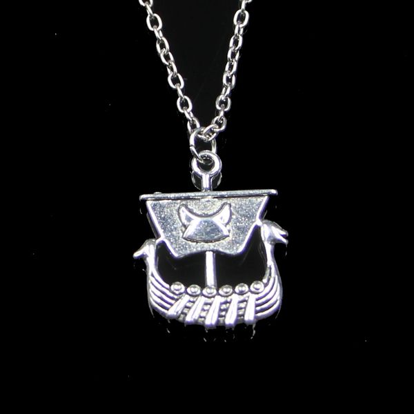 Fashion 26 * 21 milímetros Viking Ship Boat Pendant Colar Chain Link Para a festa Feminino Choker colar de jóias criativa presente