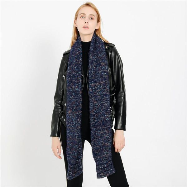 

autumn and winter 2020 street style fashion simple solid color cashmere like thermal scarf shawl for women, Blue;gray