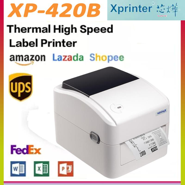 

xprinter xp-420b bluetooth shipping label thermal printer a6 size waybill awb print qr code from pc and smart phone1