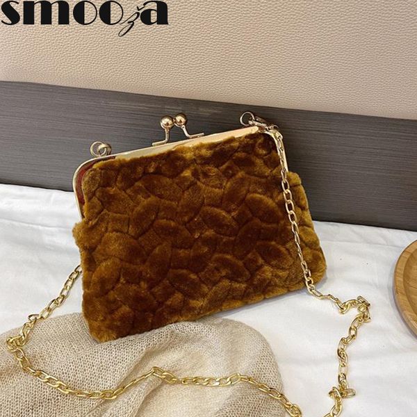 

hbp smooza women plush shoulder bags female 2020 autumn and winter new fashion rhombus clip buckle chain messenger bags and purse