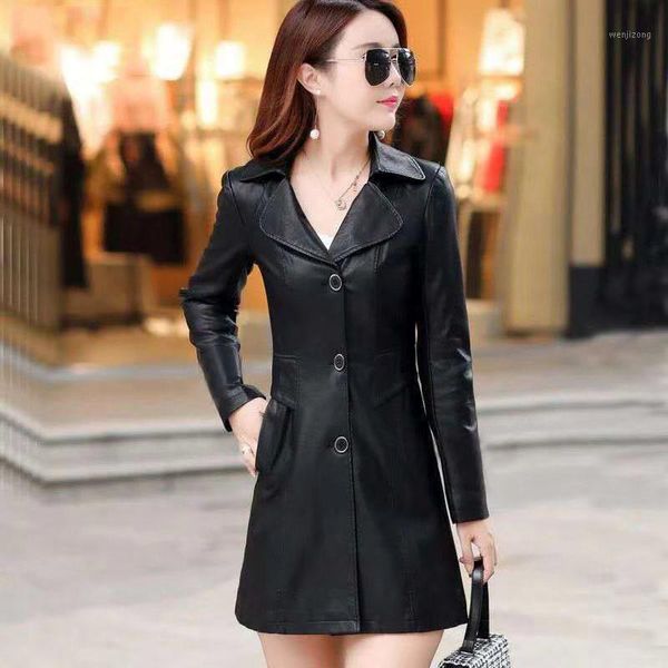 

women's leather jacket slim plus size middle-aged women winter black coat female gothic leather coat -5xl jacket1