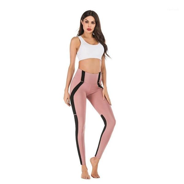 

yoga outfits women patchwork gym legging solid elastic high waist pants fitness training energy tights female work out legging1, White;red