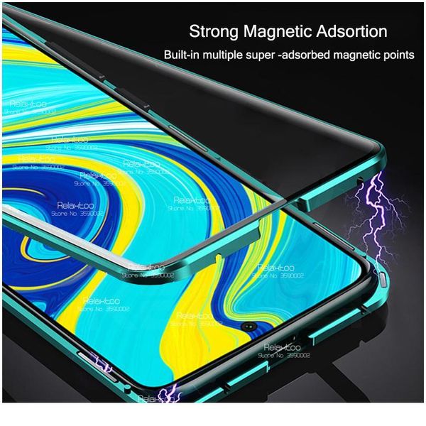 

double side tempered glass case for xiaomi redmi note 9s 9 s case metal magnetic adsorption cover on redmi note qylqlo