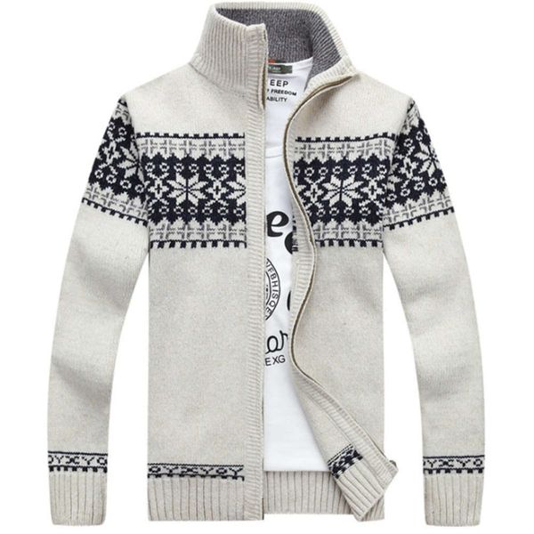 

winter custom zipper collar jacquard knitting men cardigan sweater8uy, Black
