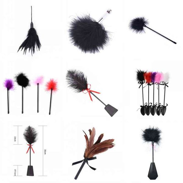 Nxy Sex Giocattolo per adulti Adulti Giocattoli fetish per donna Soft Feather Tickler Cattivo Bdsm Bondage Fancy Dress Frusta Flirtare Sculacciata Paddle Flogger 1225