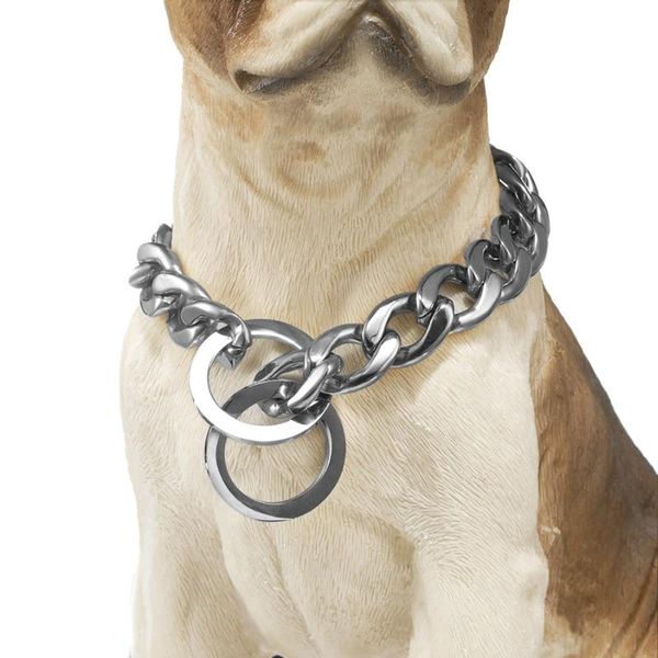 

chains design 15mm 12~32 inch gold silver color curb cuban pet link stainless steel dog chain collar wholesale necklace
