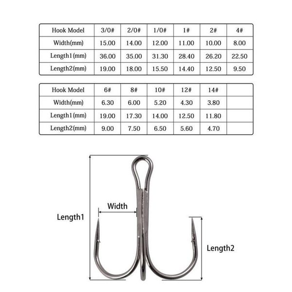 

10pc / box fishing hooks high steel carbon treble fishing hook round folded saltwater bass 3/0 # -14 # fishhook tack bbygcq