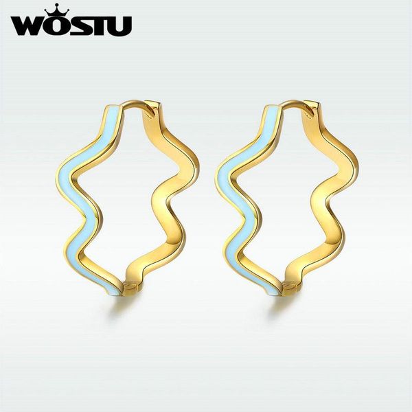 

charm wostu minimalist style wave gold fashion hoop earrings for women wedding engagement jewelry gift sdte178, Golden