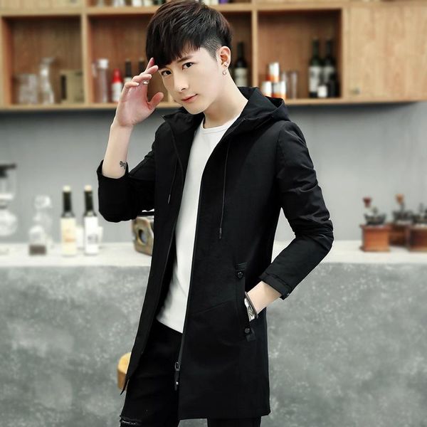 

men's trench coats hooded casual winter coat men black windbreaker stylish mens insided chaqueta hombre clothing by50fy, Tan;black
