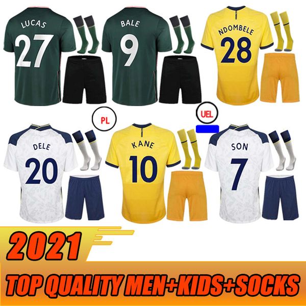 

20 21 4th kane son bale bergwijn fourt dele soccer jerseys 2020 2021 lucas dele football kit shirt bale ndombele adult+kids kit so, Black;yellow