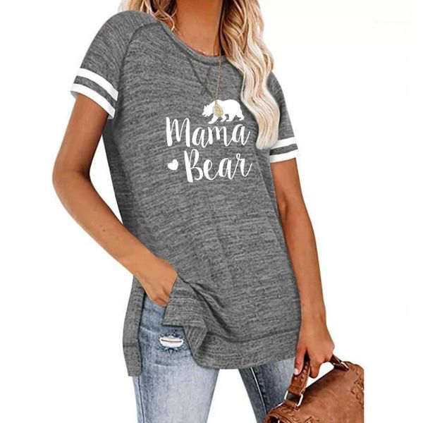 

nclagen mama bear letter printed women's patchwork short sleeve summer t shirts 2021 harajuku street fashion female tshirt1, White