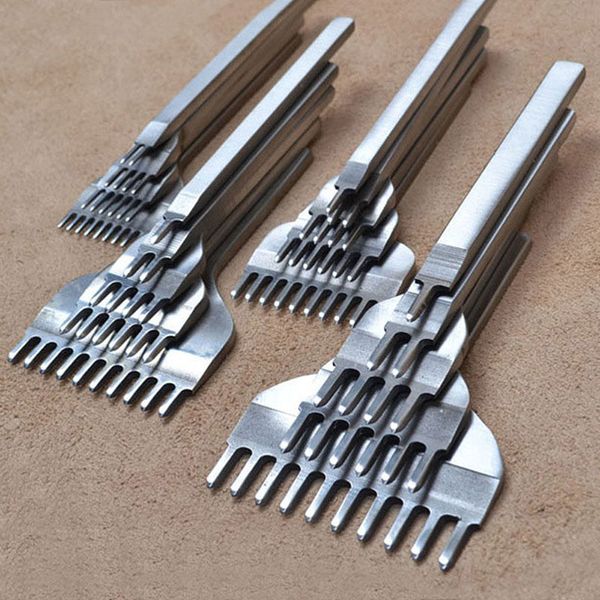 

4 pcs/set leather craft stainless steel 1+2+3+6 hole chisel graving stitching punch tools kit 3mm/4mm/5mm/6mm for sale q1106