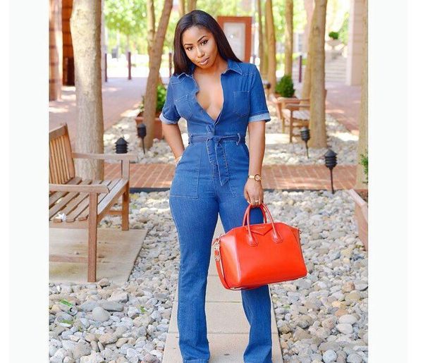 

lady piece suit factory outlets casual denim romper jumpsuits for women solid one piece body jean jumpsuits with sashes summer blue, Black;white