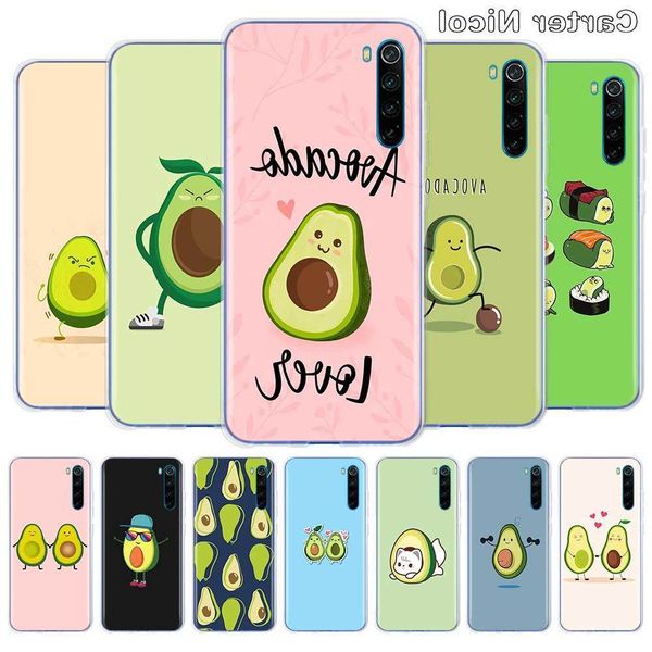 

cute avocado aesthetic silicone case for xiaomi redmi note 9s 9 pro max 8t 9a 9c 8 8a 7 7a 6 6a k30 back cover coque funda shell