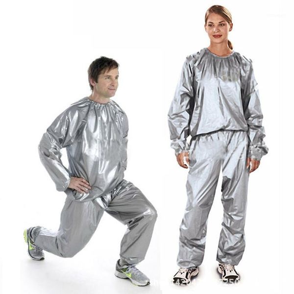 

gym clothing fitness waterproof pvc heavy sauna suit sweat clothes for exercise bodybuilding1, White;black