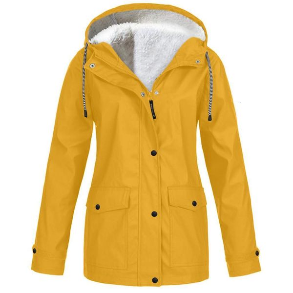 

coat winter coat women plush thickening jacket outdoor plus size hooded raincoat windproof d4, Black