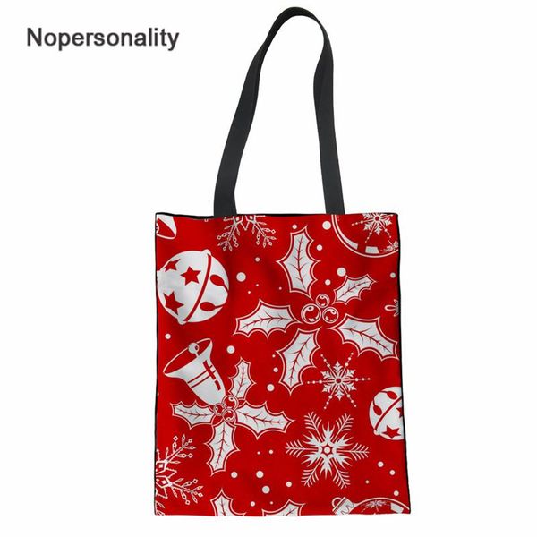

nopersonality reusable canvas bag for women's big capacity shopping bag merry christmas tote handbags teenager shoulder bags