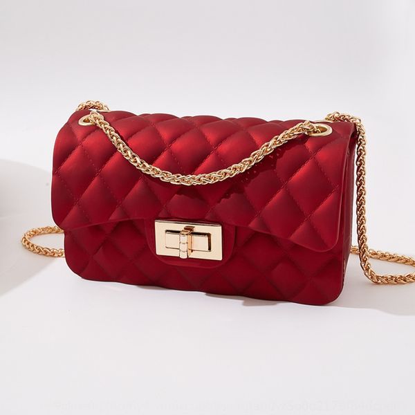 

2020 new jelly chain chain handle solid color pvc new women's bagjelly women's bag square three-dimensional bag for women vdo0j