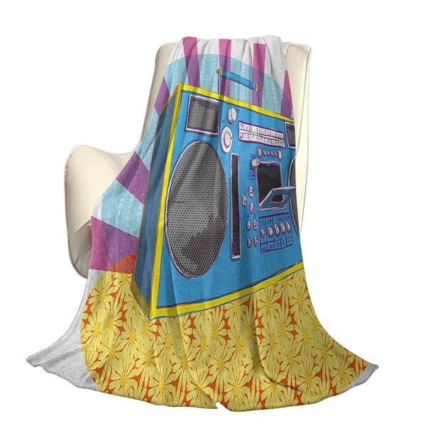

retro boom box in pop art manner dance music colorful composition artwork printoffice leisure blankets