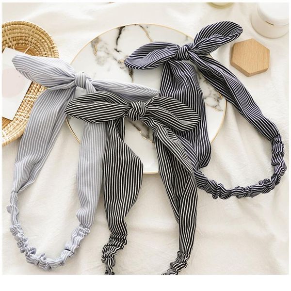 

stripe headbands diy rabbit ears headband elastic hairband bow knotted hair ties rope headbands yoga bandanas hair acc jllgmi