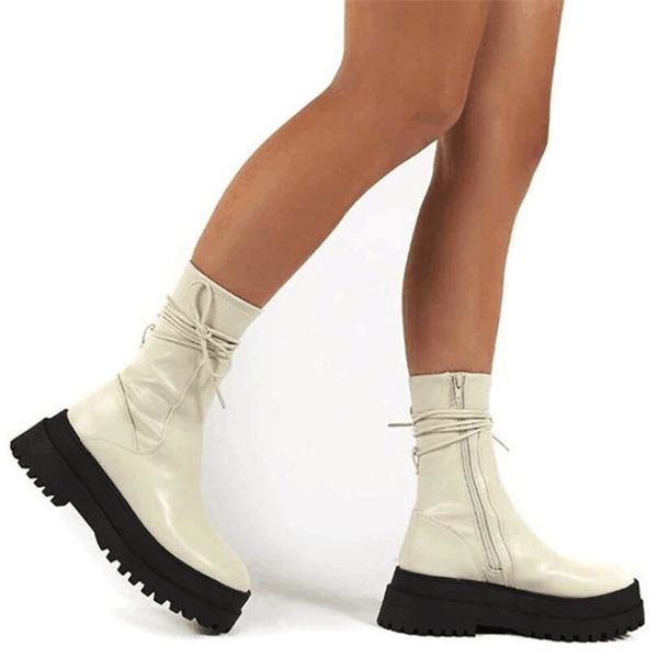 

women's boots 2021 winter plus velvet round head horse in side tube zipper casual shoes vhiz, Black