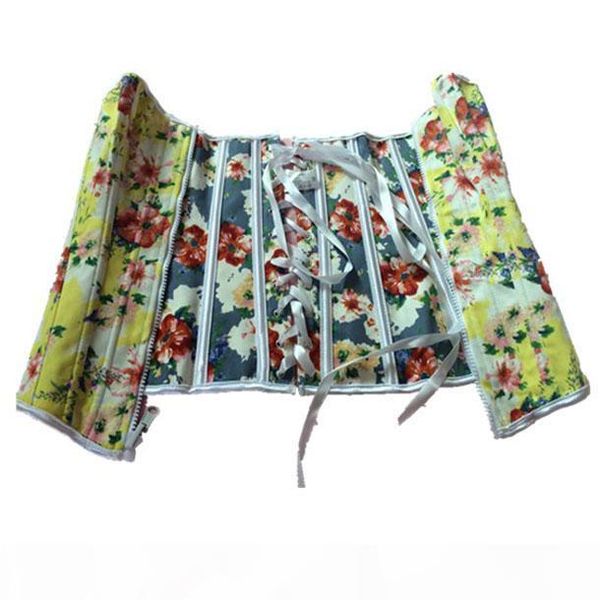

women's fashion multi floral printed zip-up front two side wear reversible lace-up back corset bustier plastic boned s-xxl drop ship, Black;white