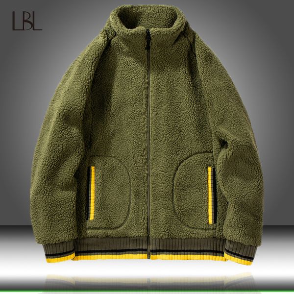 

mens casual army green jackets men winter fleece warm jackets 2020 man outwear clothing men's jogger streetwear coat, Black;brown