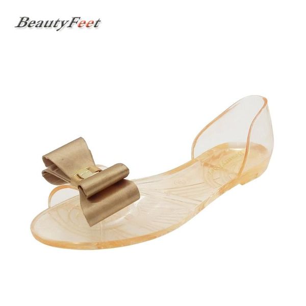 

women sandals summer style sweet bowtie fashion peep toe jelly shoes sandal flat shoes woman sandalias mujer, Black