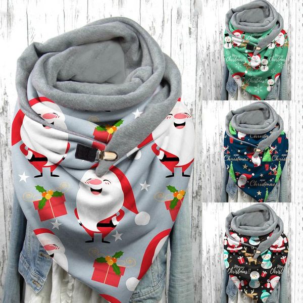 

scarves 2021 women winter retro designer scarf wraps christmas print button soft wrap casual warm shawls british, Blue;gray